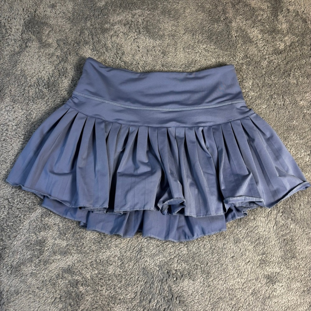 Goldhinge Pleated Tennis Skort Dusty Blue Athletic Mini Skirt with Shorts